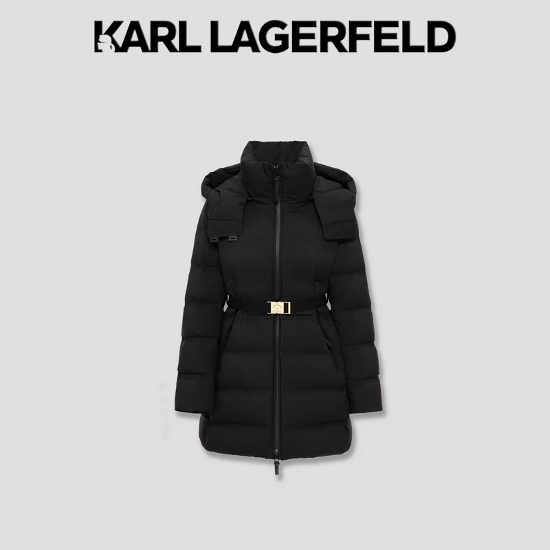 【婷婷专属】KARLLAGERFELD 中长款连帽绗缝羽绒服M27E4026