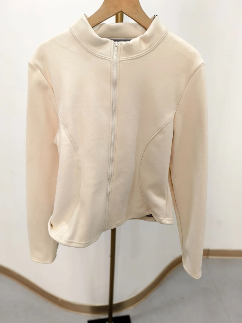 W1578外套保暖户外纯色开衫防风立领短外套