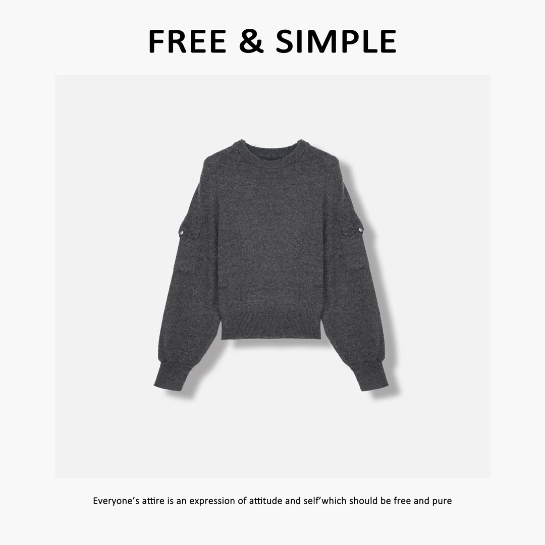 Free&Simple-‘凛冬’秋冬款小众极简韩系感袖子口袋毛衣-YJ9003