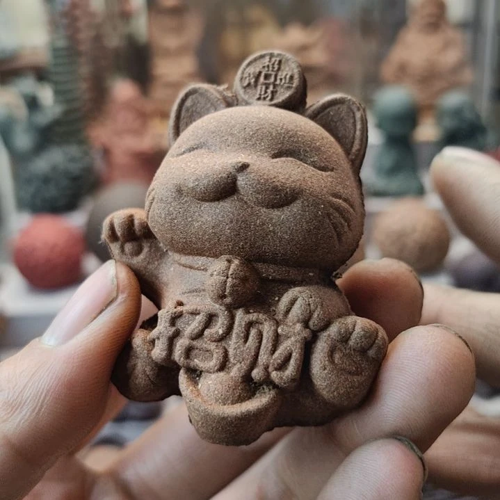泥塑湫**人五季养生香招财猫咪微瑕福利价