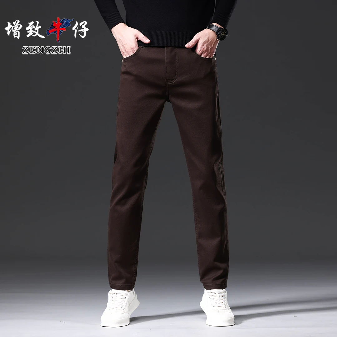ZENGZHI/增致牛仔新款黑棕色男士百搭休闲修身小直筒G1832