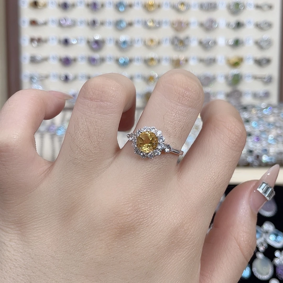 黄晶银S925镶嵌戒指