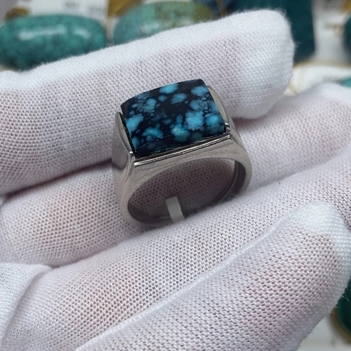 绿松石银S925镶嵌戒指