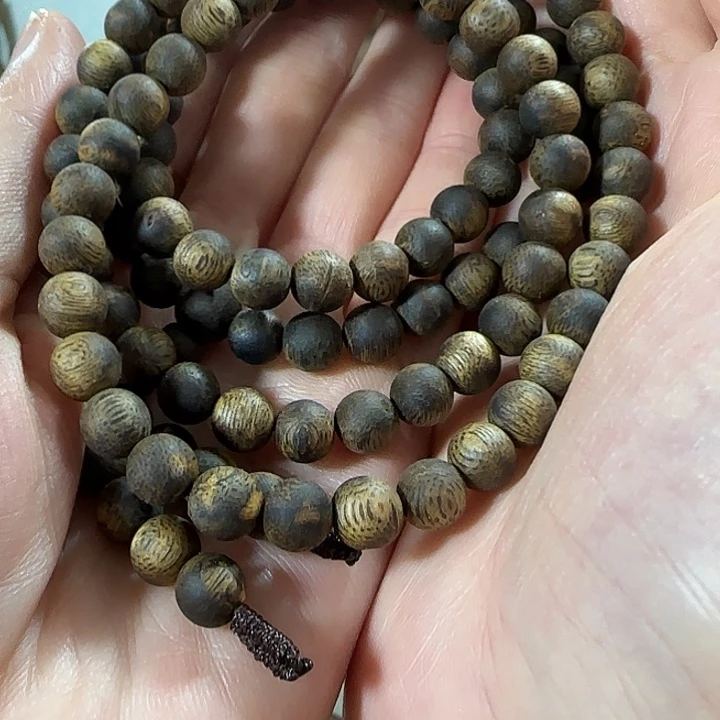 沉香手串绿奇楠沉香圆珠多圈108颗珠子20克手串