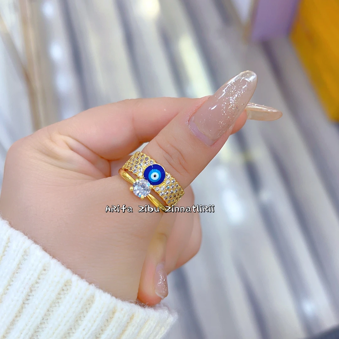 钛钢戒指 新款时尚大方百搭气质个性锆石开口可调节轻奢小众