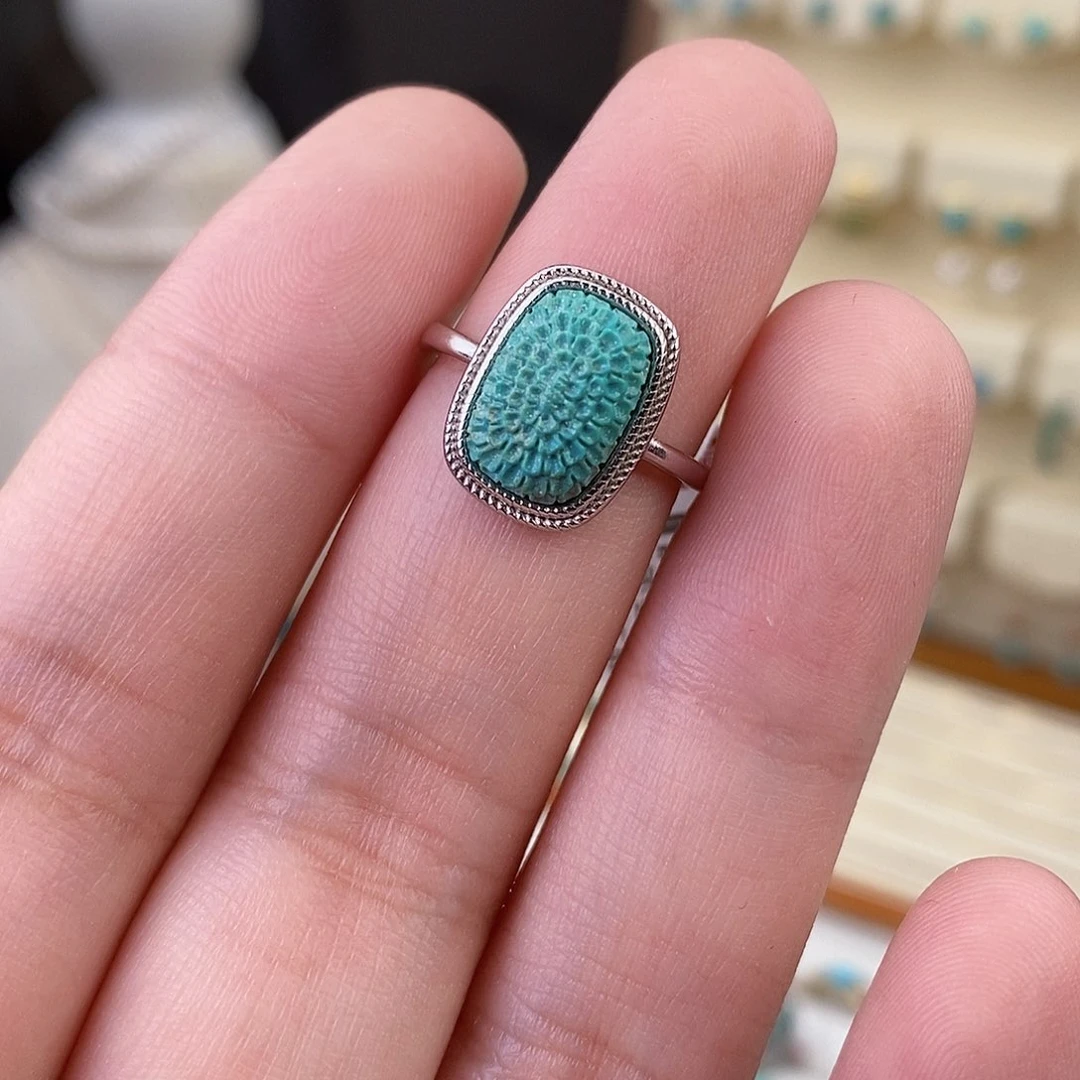 绿松石戒指银S925镶嵌