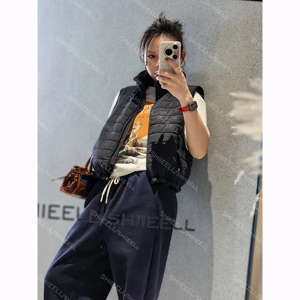 【无束缚】美式复古蓝雾感宽松抽绳棉服马夹W8241