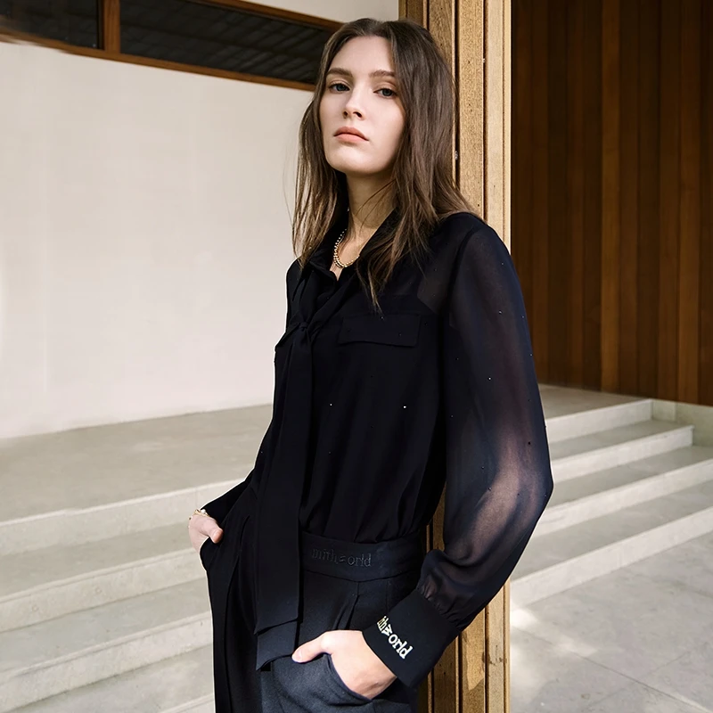 mithworld/沵媞雪纺防晒衬衫轻盈透气轻薄开衫2件套W3GSV0012BK1