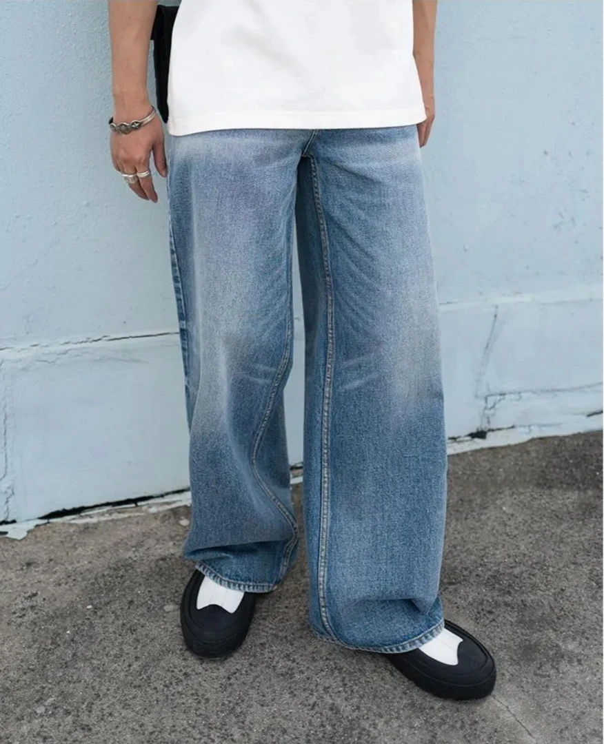 H01-122302-DAT时尚简约百搭阔腿直筒牛仔裤