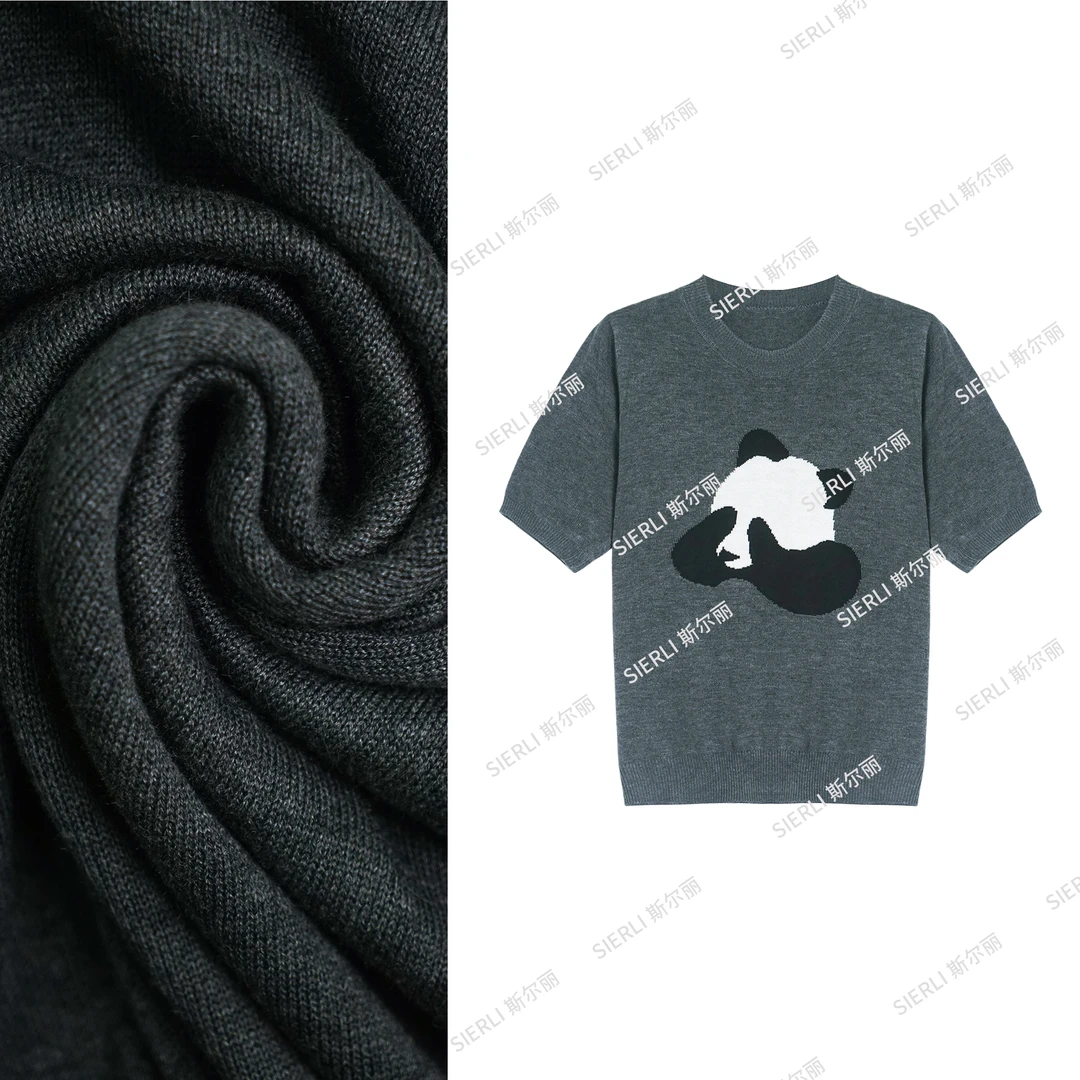 【斯尔丽】冰丝薄款短T恤熊猫刺绣夏季新款小众高级洋气上衣D289