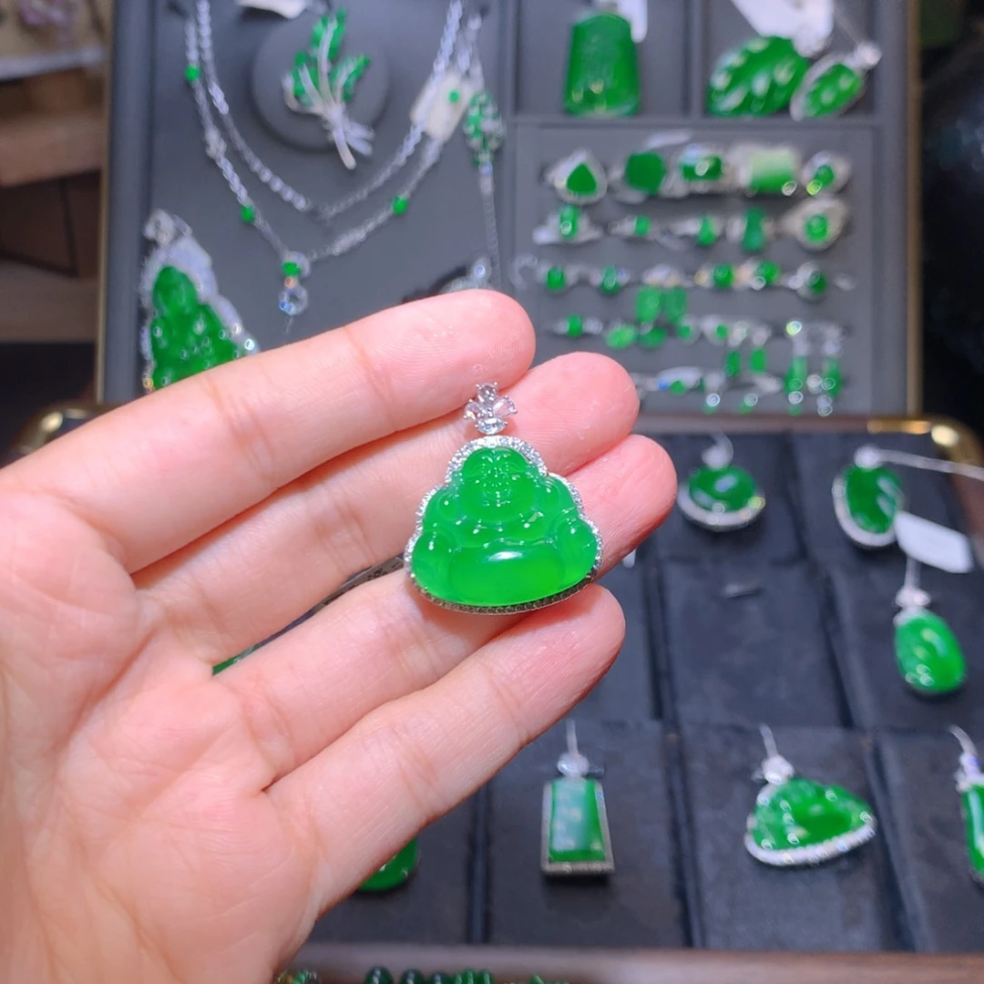 吊坠(不含链)18K金镶嵌翡翠佛公吊坠