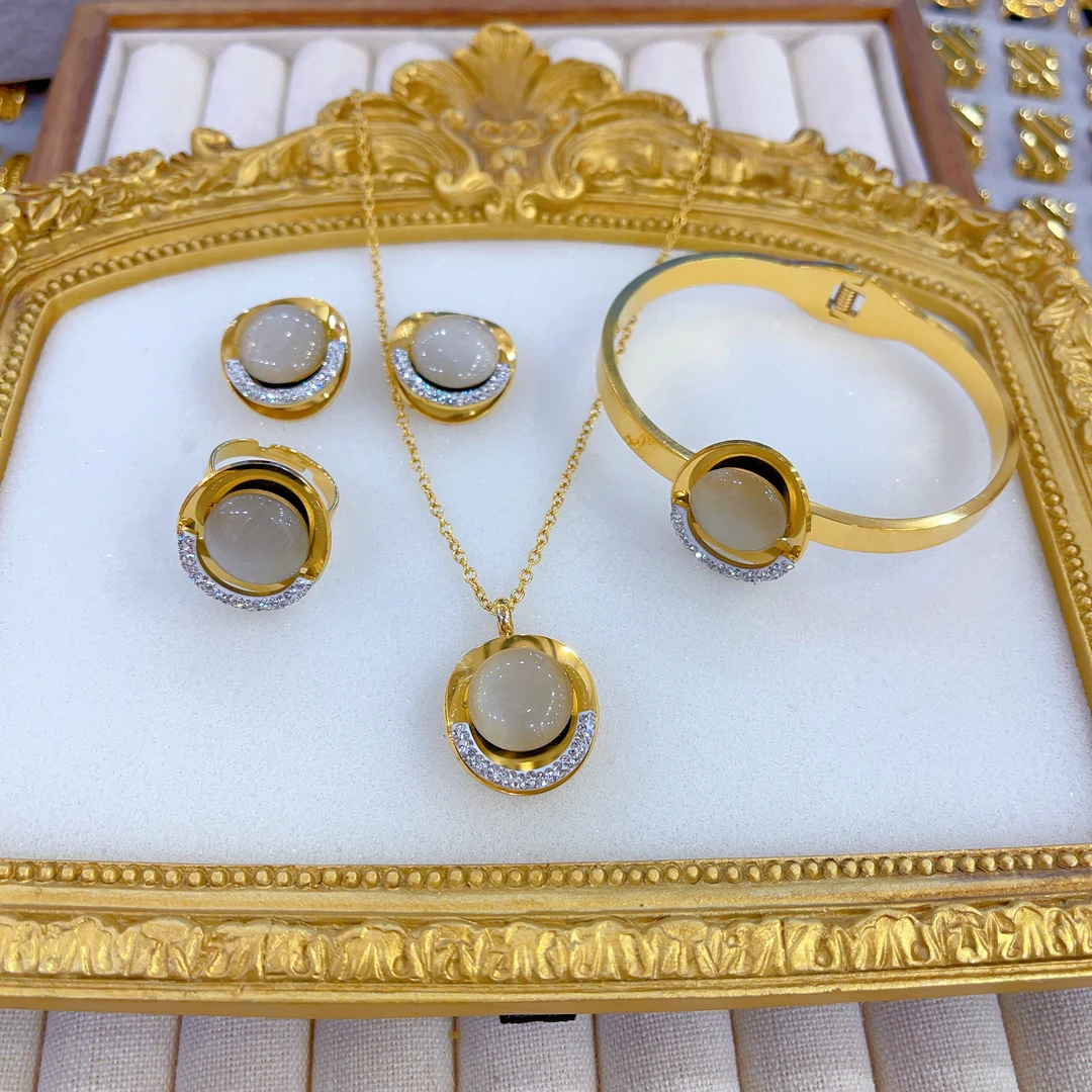 钛钢项链 1631钛钢新款四件套首饰耳环项链戒指