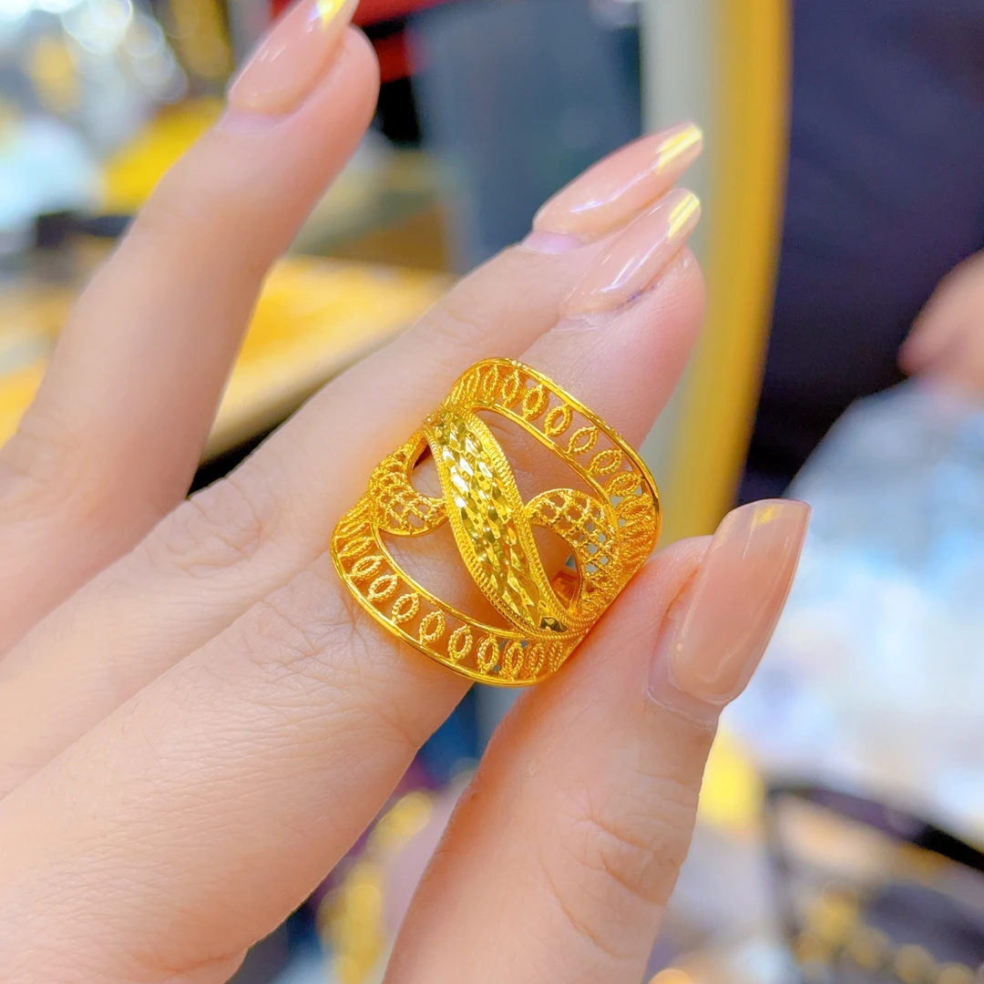 铜合金戒指 爱纳扎尔不易掉色时尚百搭个性新款金色戒指001679467