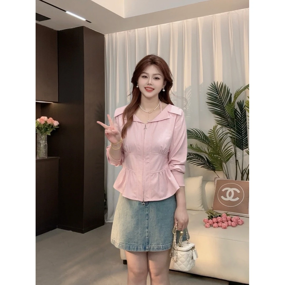 楠序迪迪微胖女装2025秋季时尚减龄显瘦设计感开衫上衣女DD10160