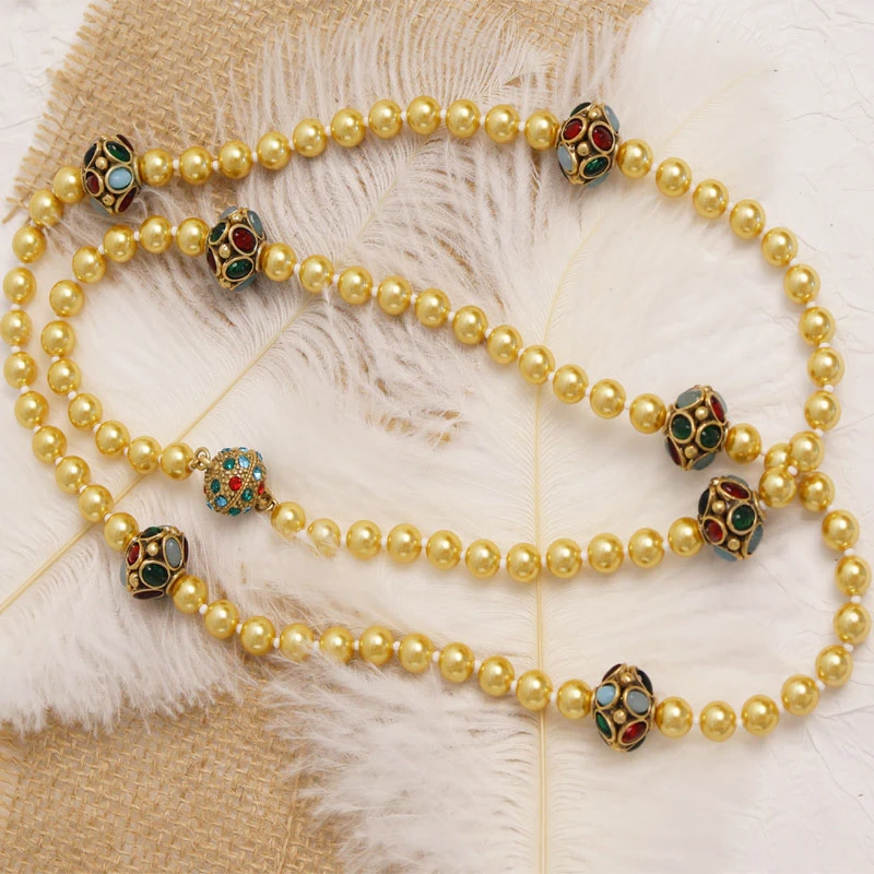 铜合金琉璃项链 民族风高质感穿搭中国风长链X018