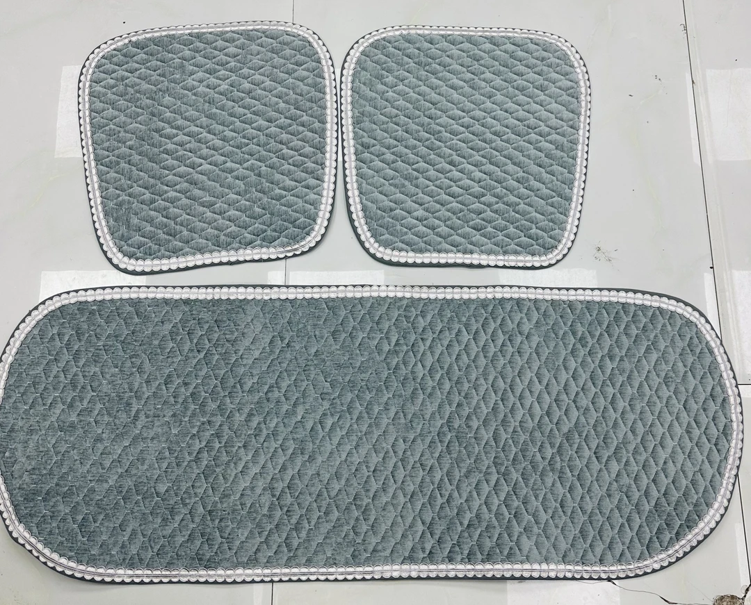 灰色汽车坐垫三件套雪尼尔夹棉防滑