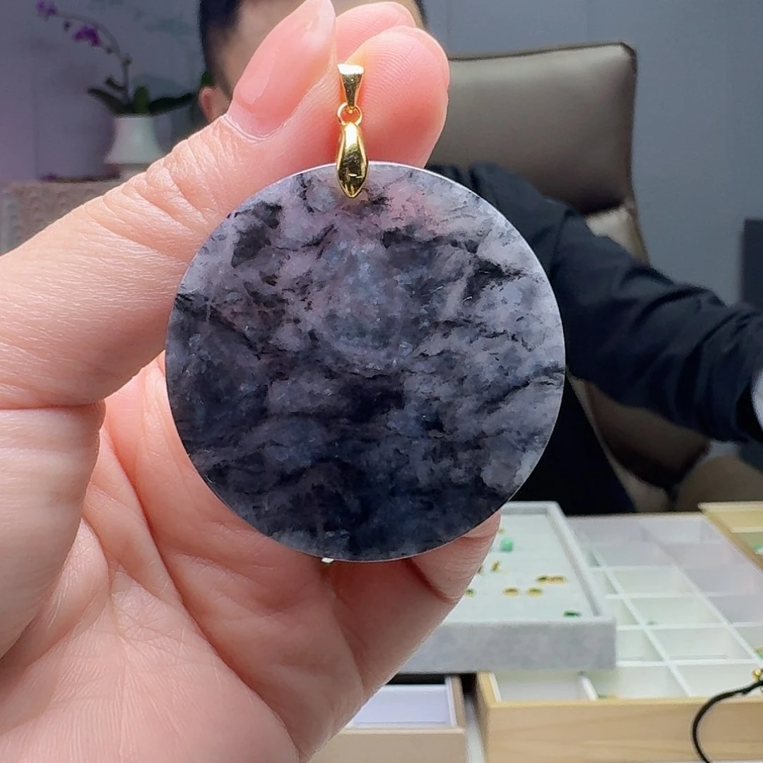 翡翠银S925镶嵌吊坠(不含链)天然