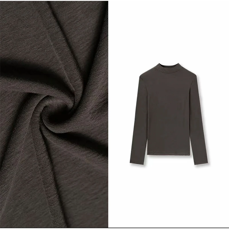 【兰精天丝】2025秋冬新款莱赛尔长袖女士半高领百搭面膜T恤上衣