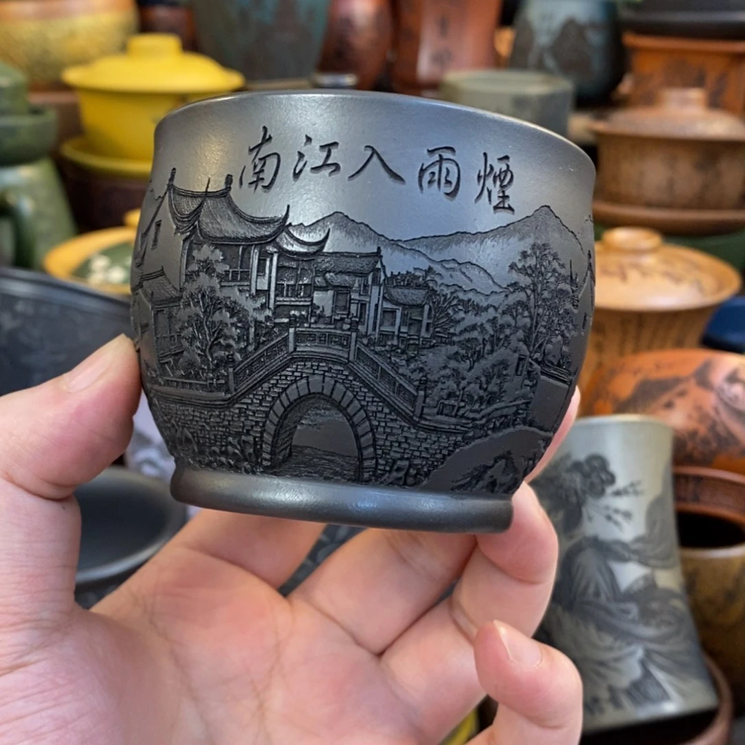 紫砂杯子宜兴全手工紫砂杯