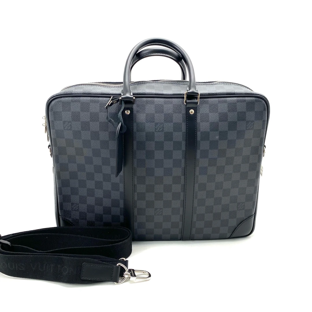 99新 LouisVuitton/路易威登 加厚款黑棋盘格公文包 尺寸40/30