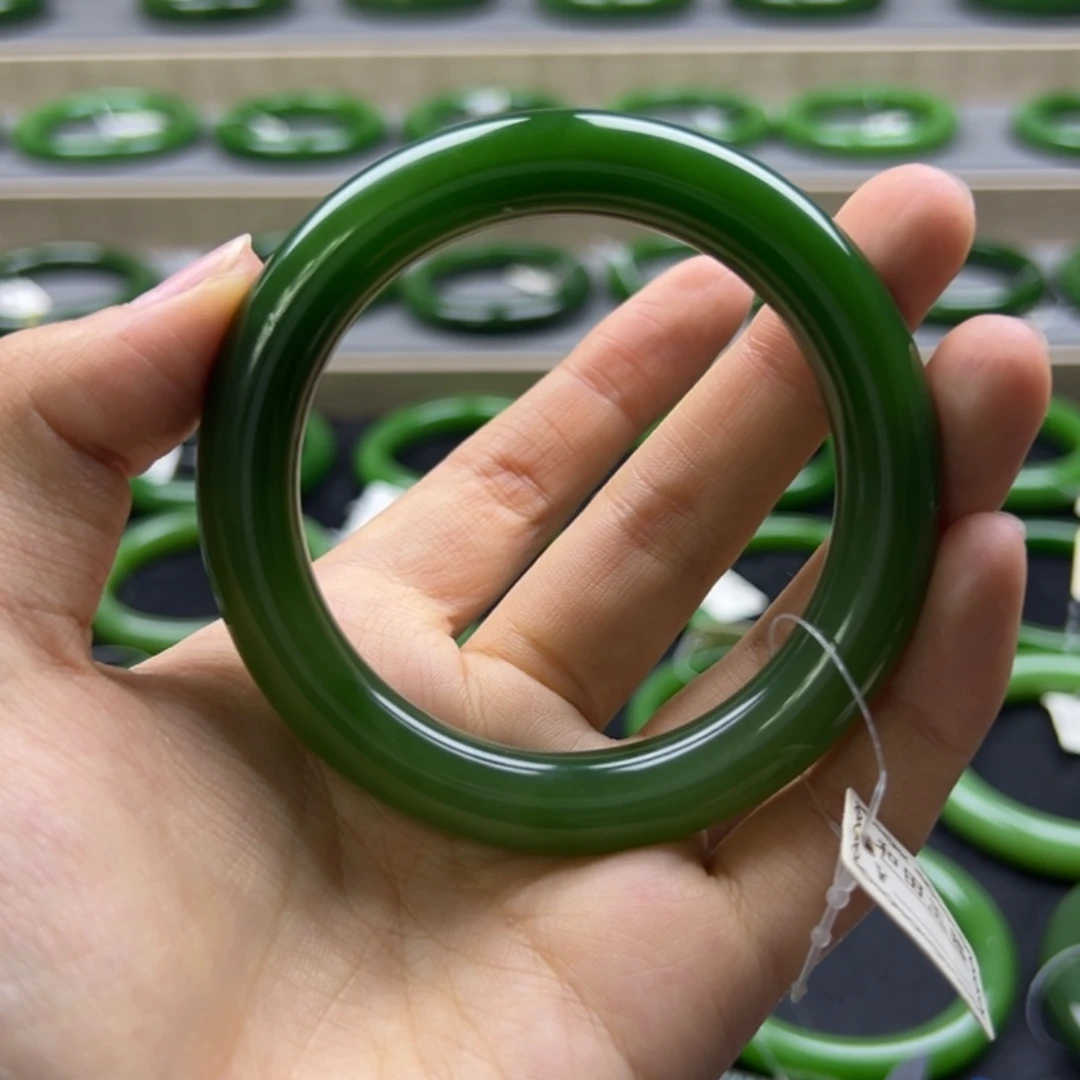 和田玉未镶嵌手镯碧玉老料5657满色满肉无黑无包容巨漏