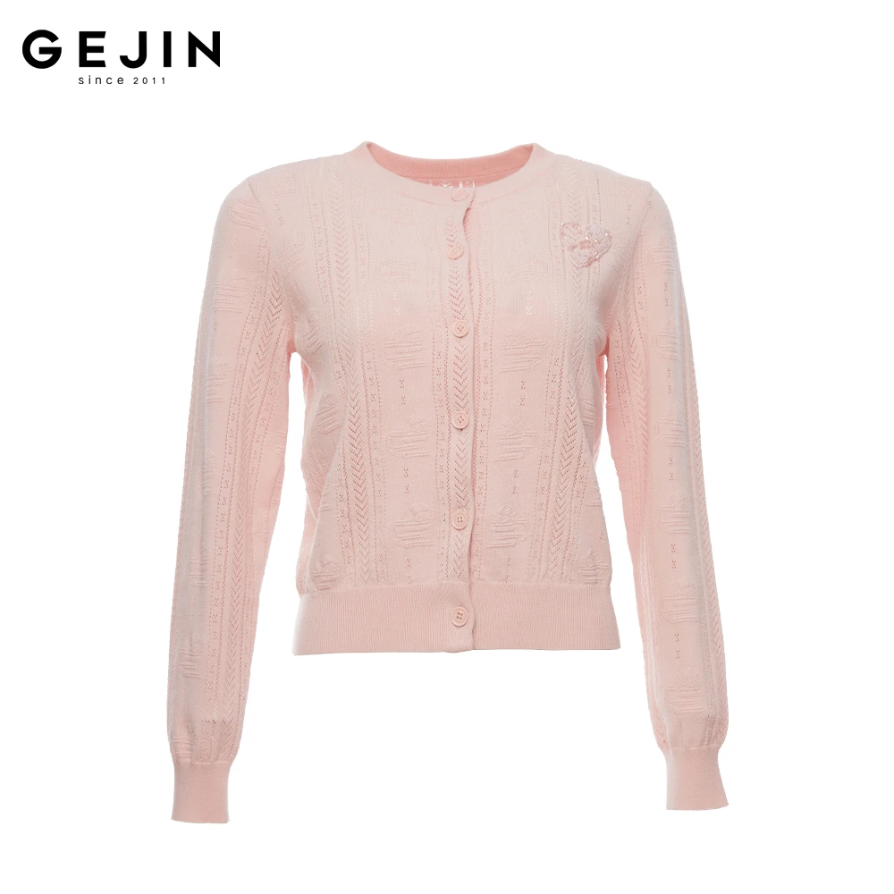 GEJIN/歌锦2025春季新款轻奢时尚气质简约圆领针织衫9132560132