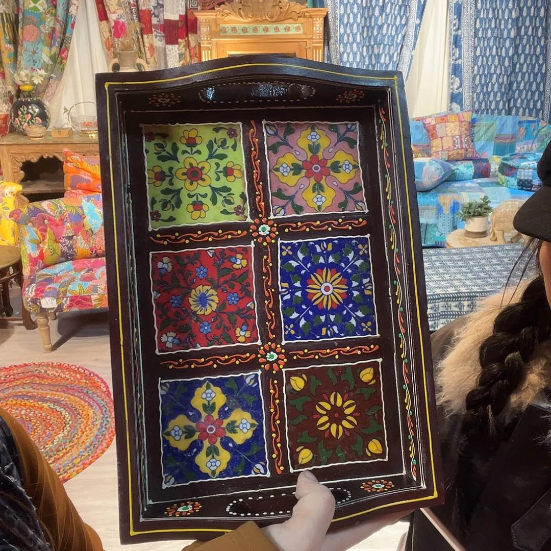 纯棉彩绘石板托盘