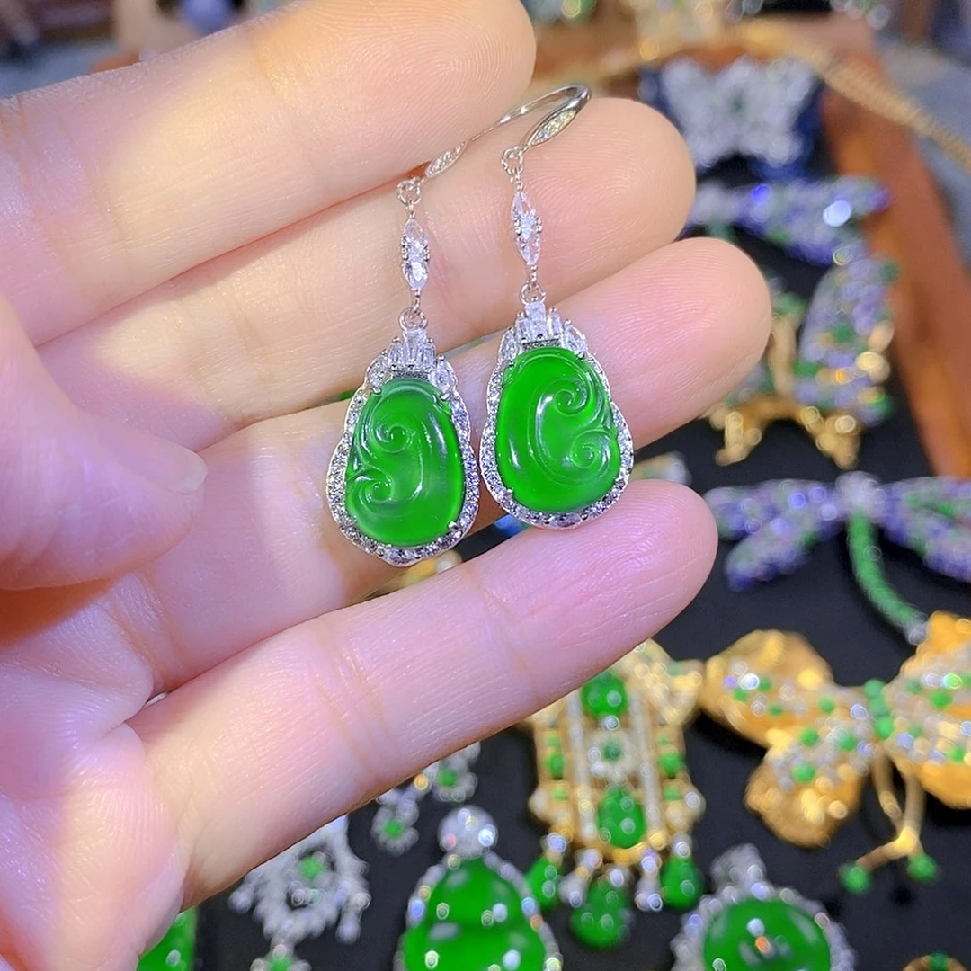 吊坠(不含链)银S925镶嵌翡翠