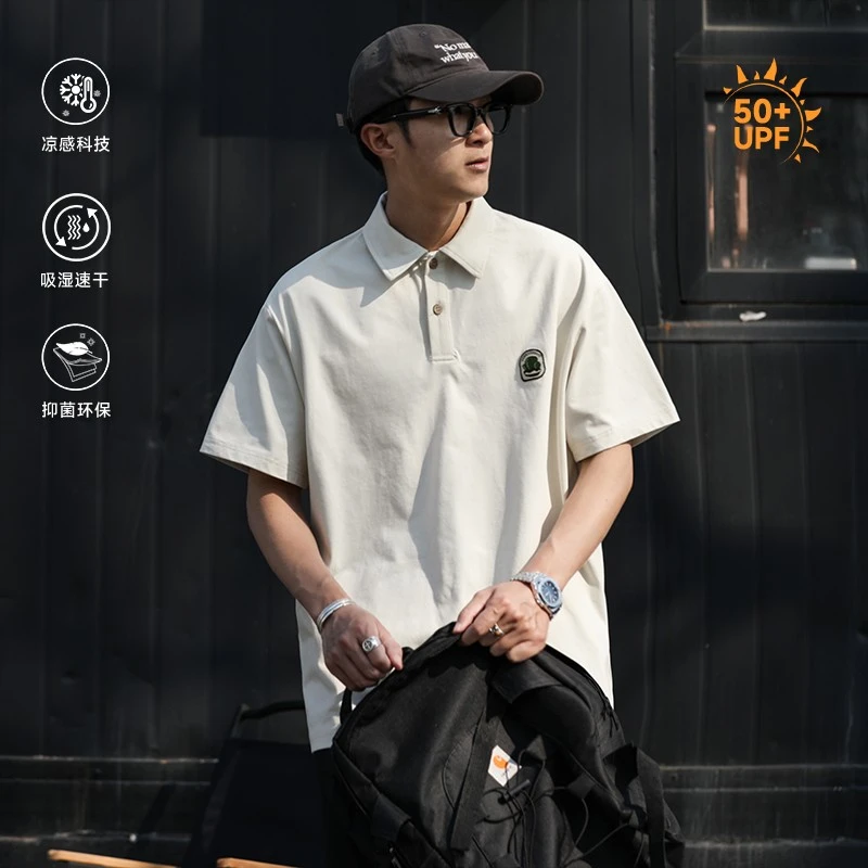 250g美式夏季款凉感速干短袖polo衫男翻领休闲套头半袖上衣潮牌