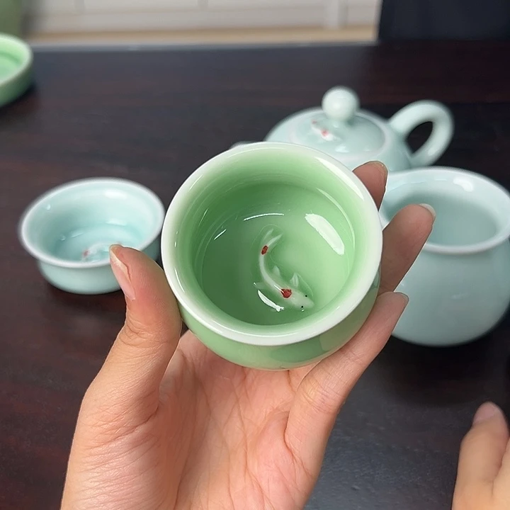 龙泉云间青瓷小米茶器