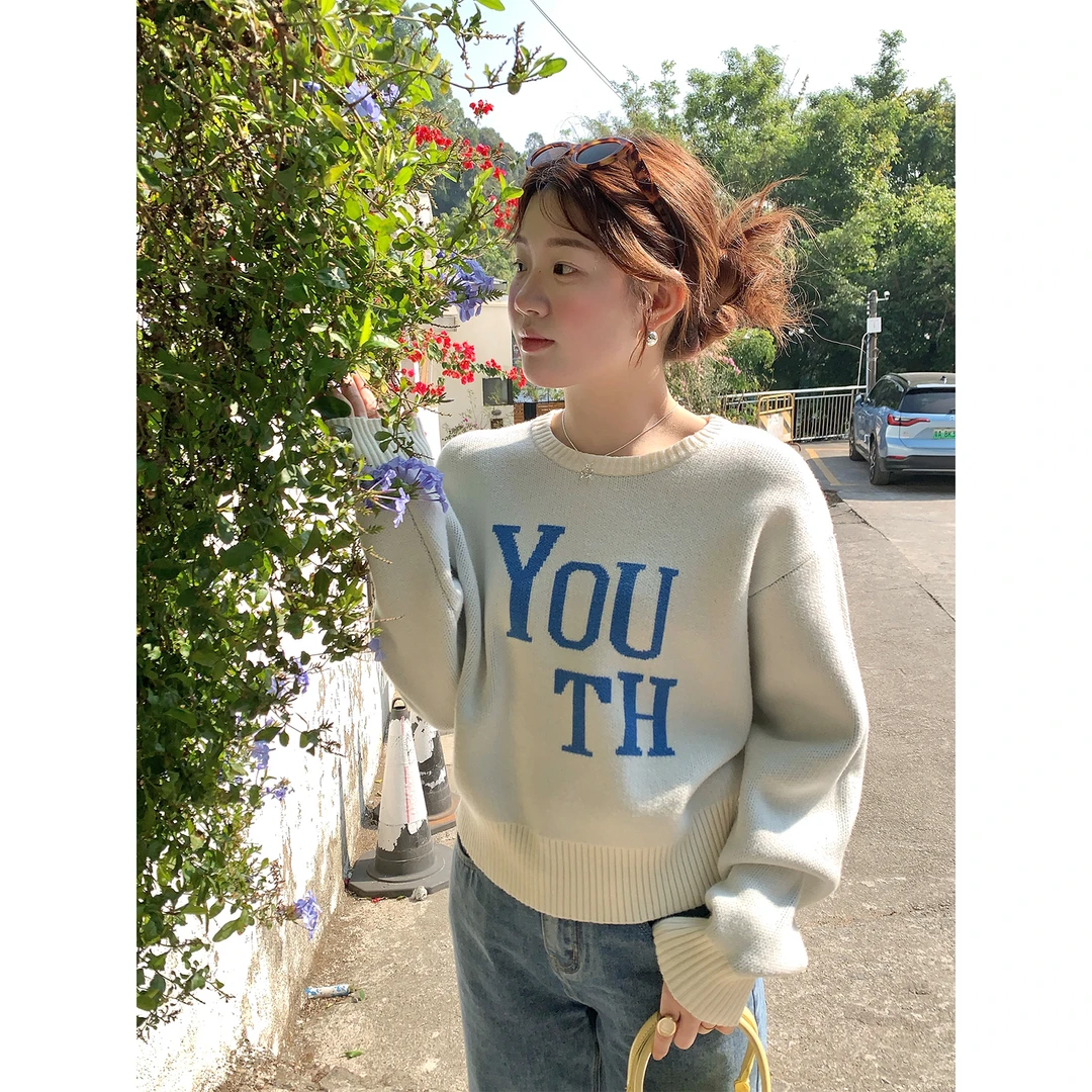 火火火【冬日印象】韩版圆领字母设计百搭毛衣M29373HH44