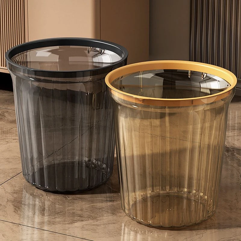 俏洁透明垃圾桶家用客厅大容量带压圈收纳桶学生宿舍高颜值废纸篓