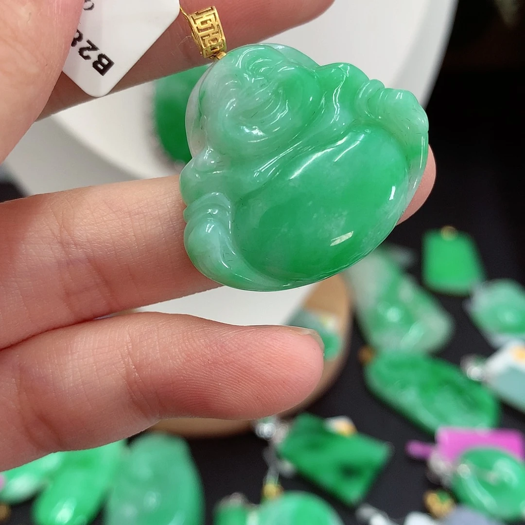 翡翠18K金镶嵌吊坠(不含链)
