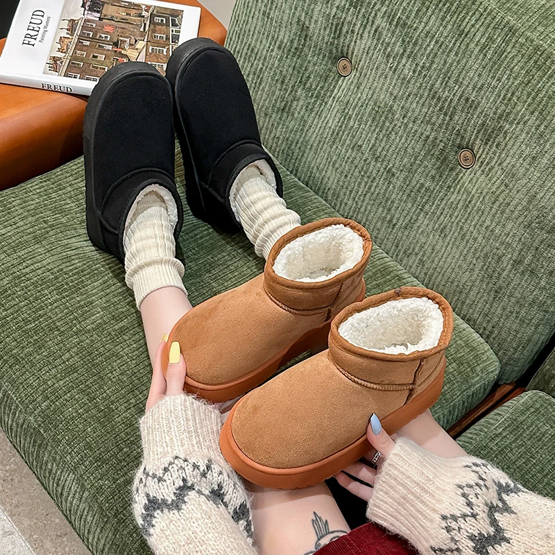 雪地靴平底增高2025雪地靴保暖时尚百搭冬季真加绒秋冬