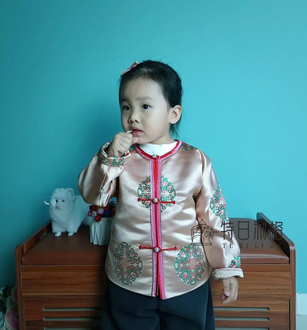 特日利格蒙古族儿童传统上衣中国风民族风女童男童宝宝服装幼儿