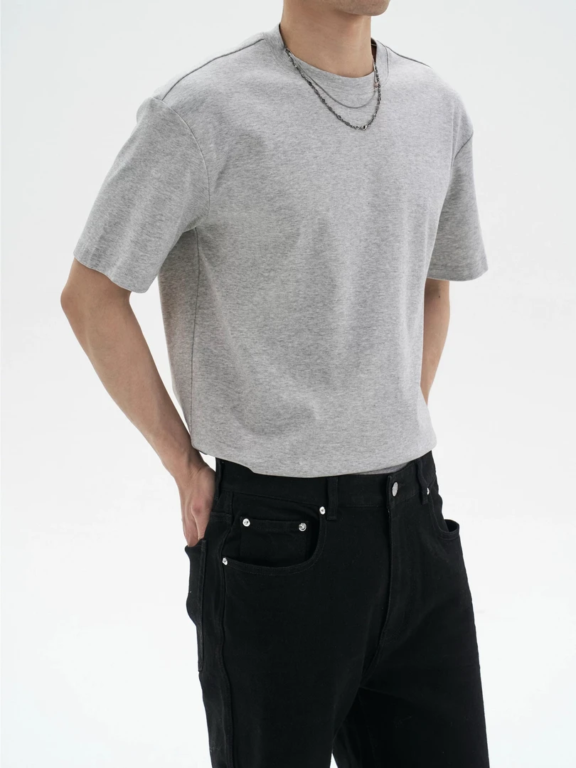 SAS-K18圆领正肩时尚短袖纯色百搭T恤