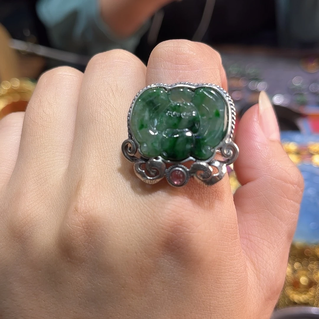 翡翠银S925镶嵌戒指