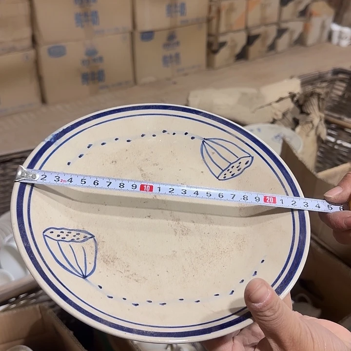 库存微瑕手绘盘子直径23