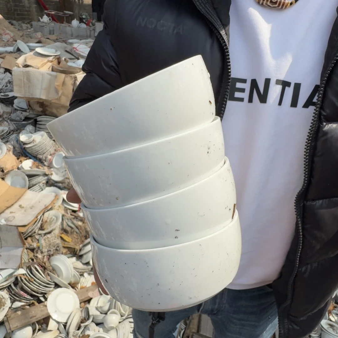 摆件景德镇高温陶瓷玉泥胎5.5寸面碗4个