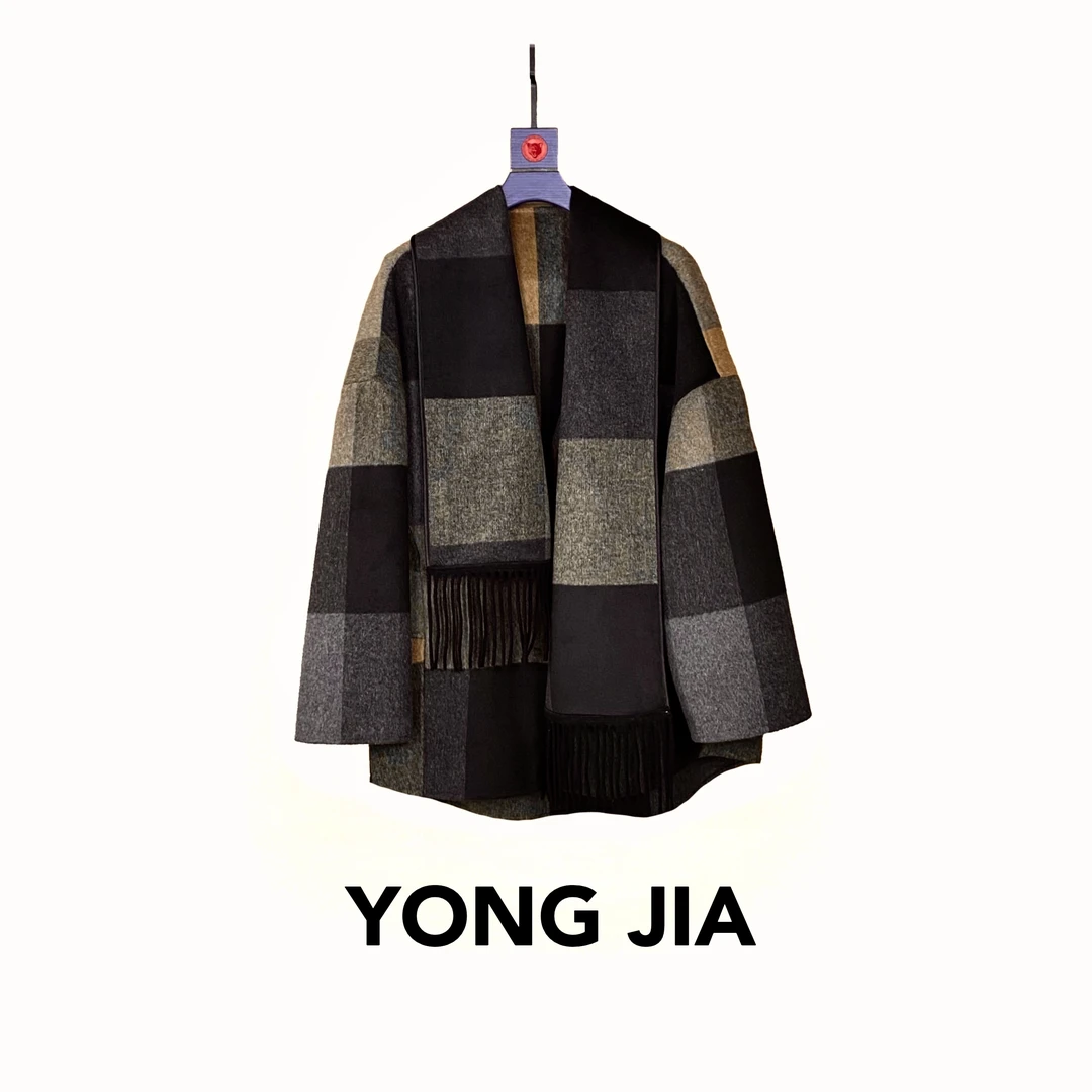 《设计师高定》设计师新款羊毛长袖时尚气质格子毛呢外套55211百搭