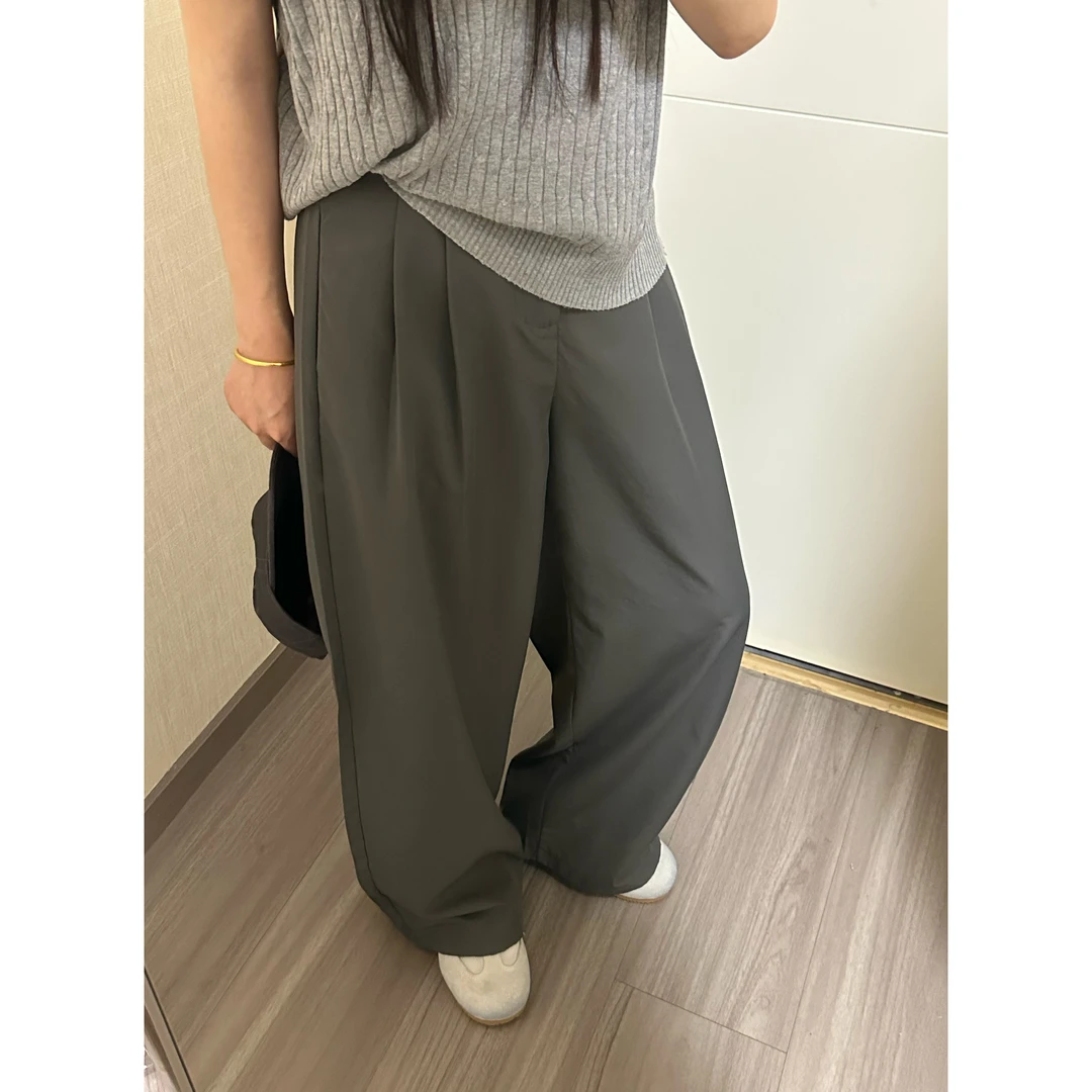 【运险】冰丝阔腿裤女春夏薄款宽松显瘦垂感慵懒风山本裤子