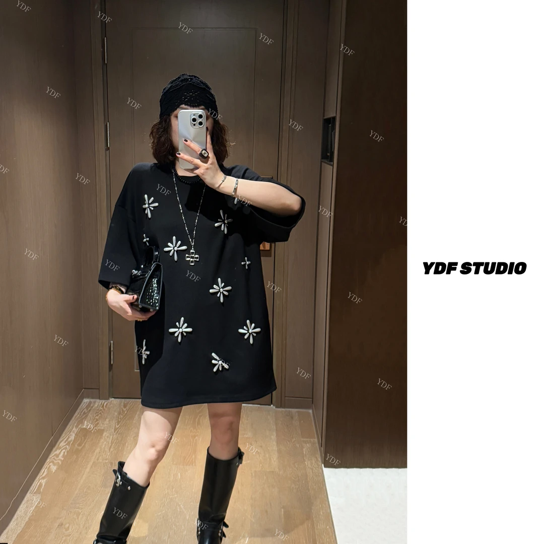 YDFSTUDIO小众【格雷新贵】欧货高货早秋重工装饰设计时尚连衣裙
