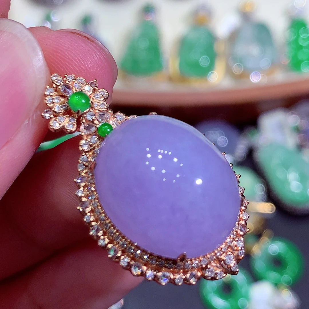 翡翠18K金镶嵌吊坠(不含链)