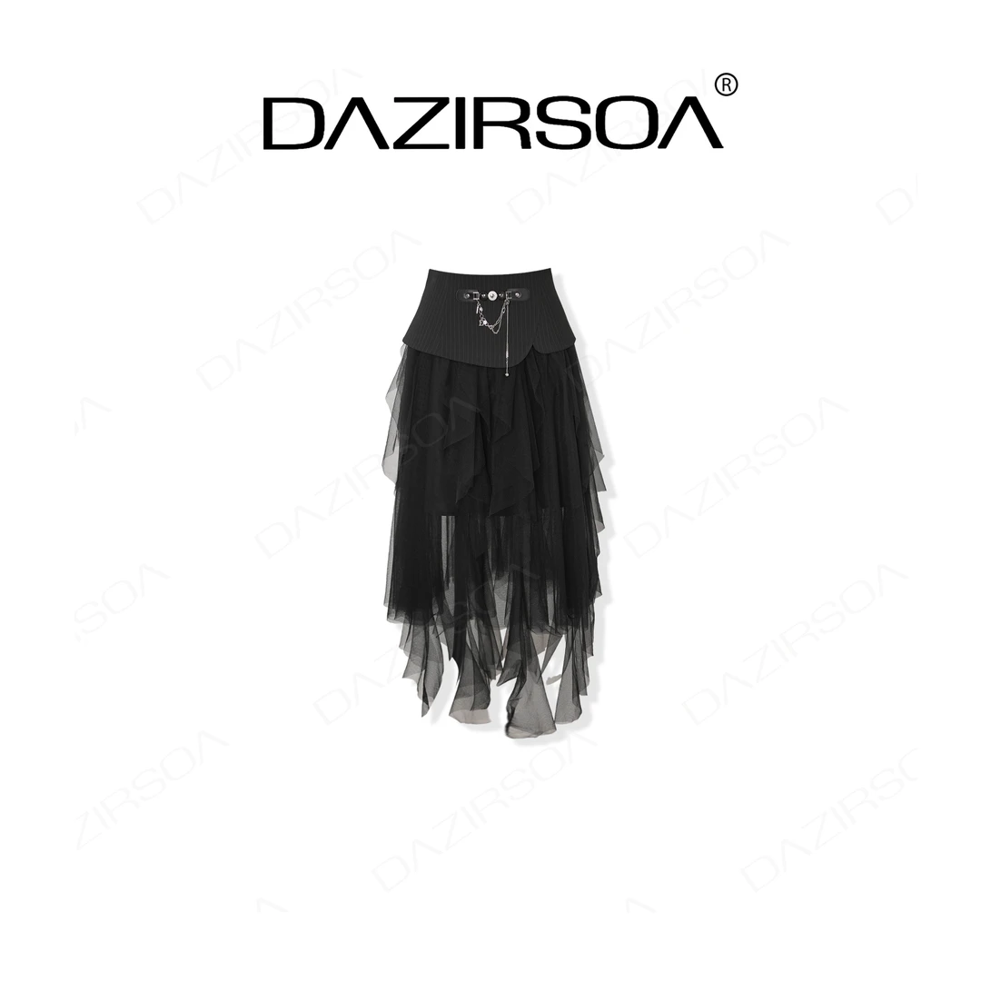 DAZIRSOA/达姿“游刃有余”时尚百搭腰封真两件套网纱半身裙 Y129