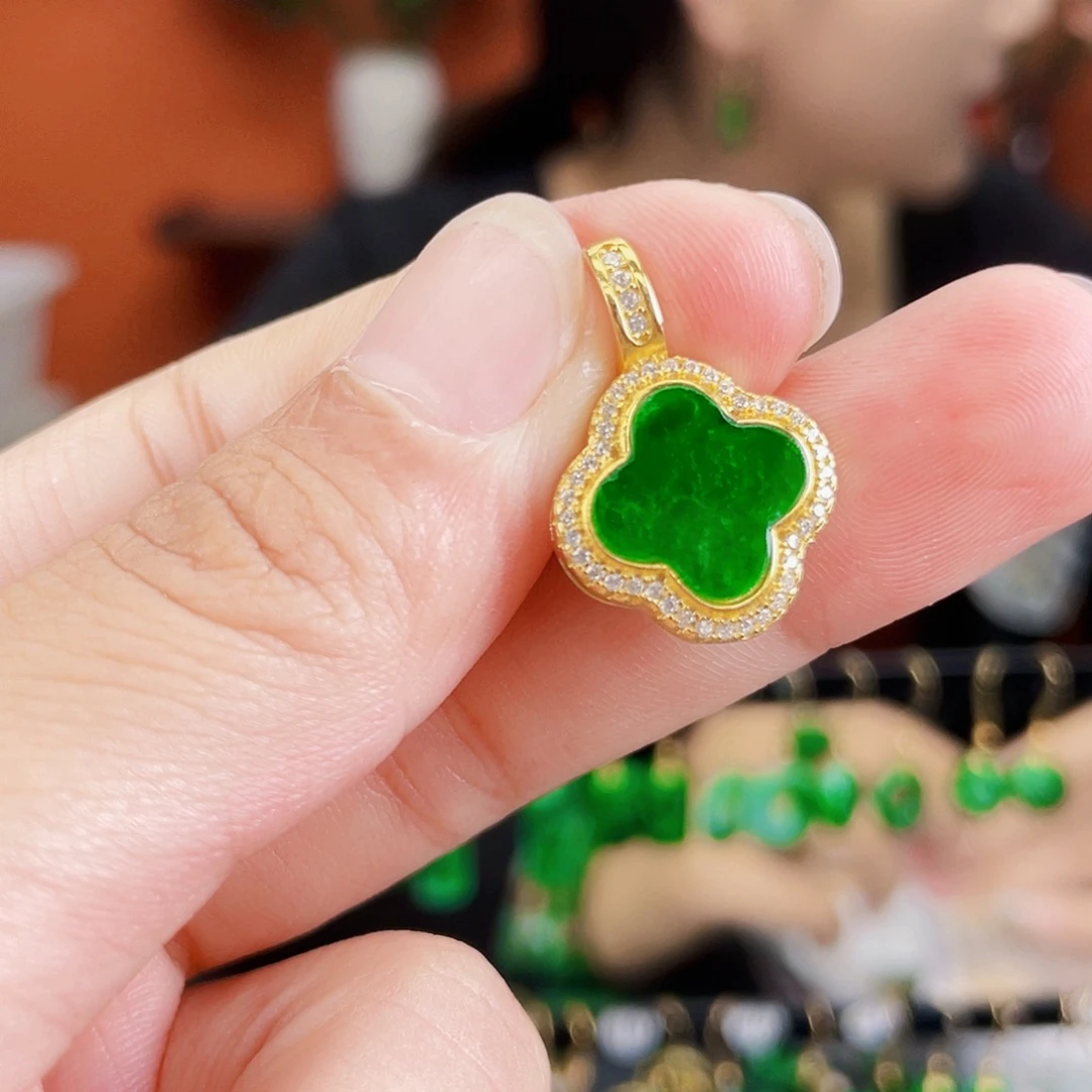 翡翠银S925镶嵌耳饰