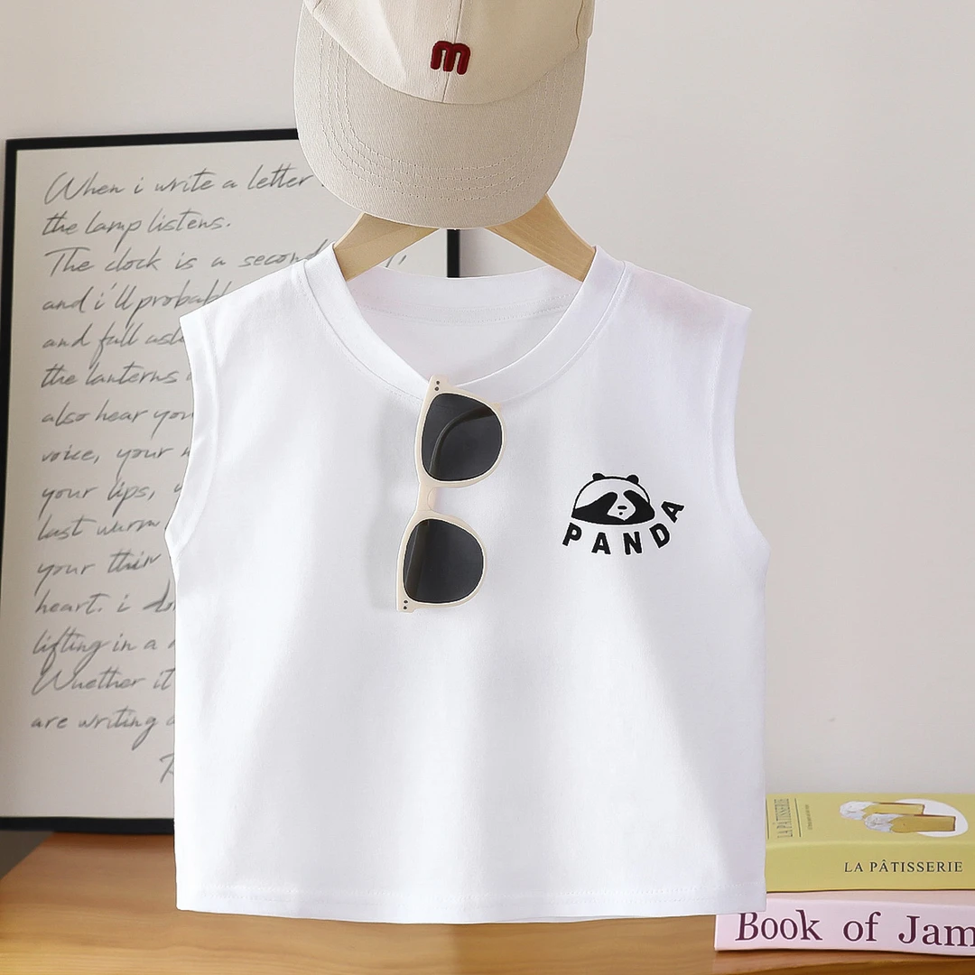 夏季男女宝纯棉儿童卡通印花无袖背心T恤百搭凉快-LC-194