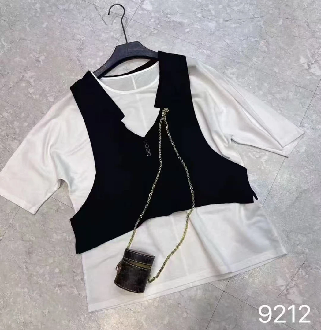 女士百搭休闲半袖（两件套） 9212-XL***