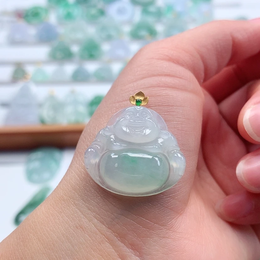 【闪购商品】翡翠吊坠(赠链)18K金镶嵌