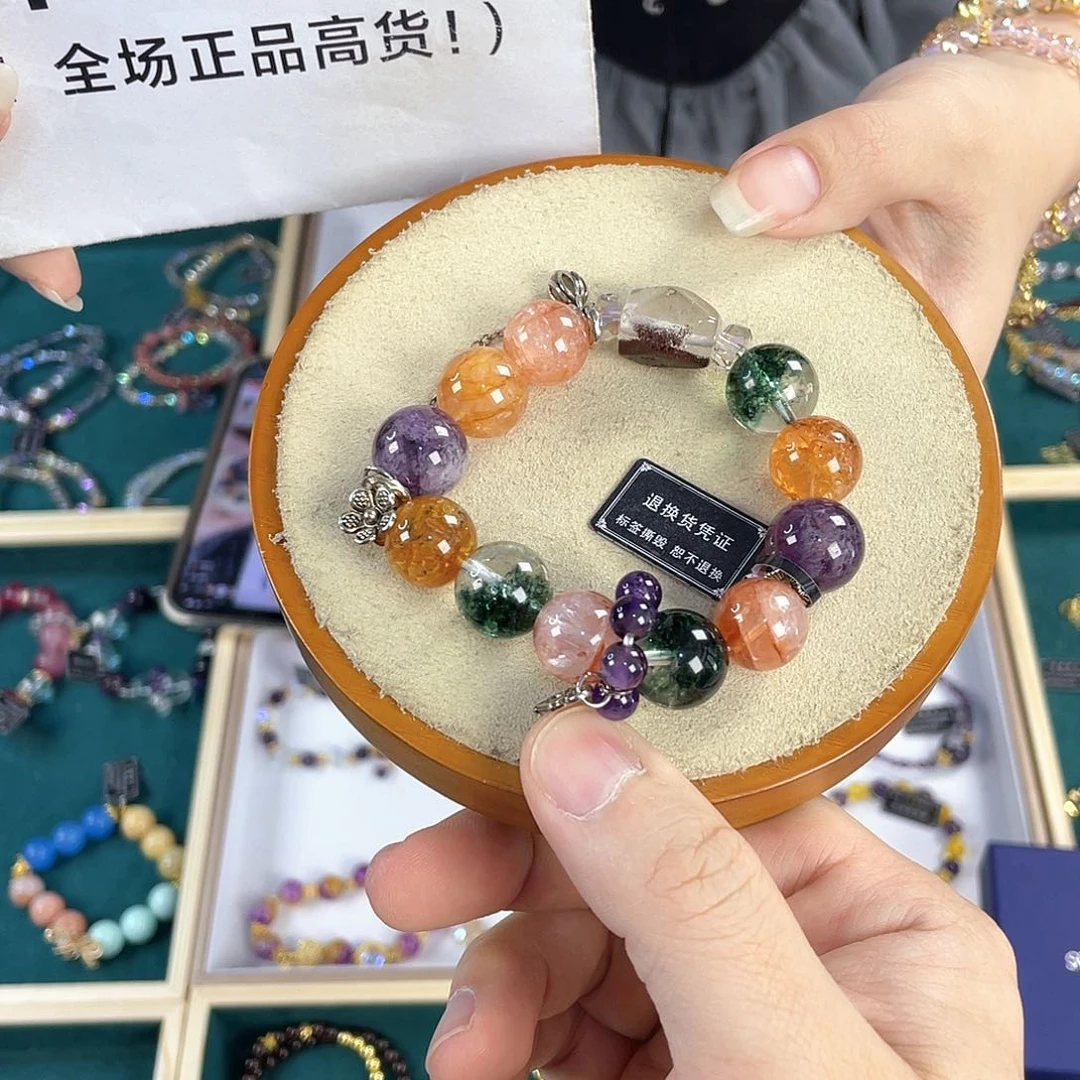 水晶手链银S925镀金镶嵌