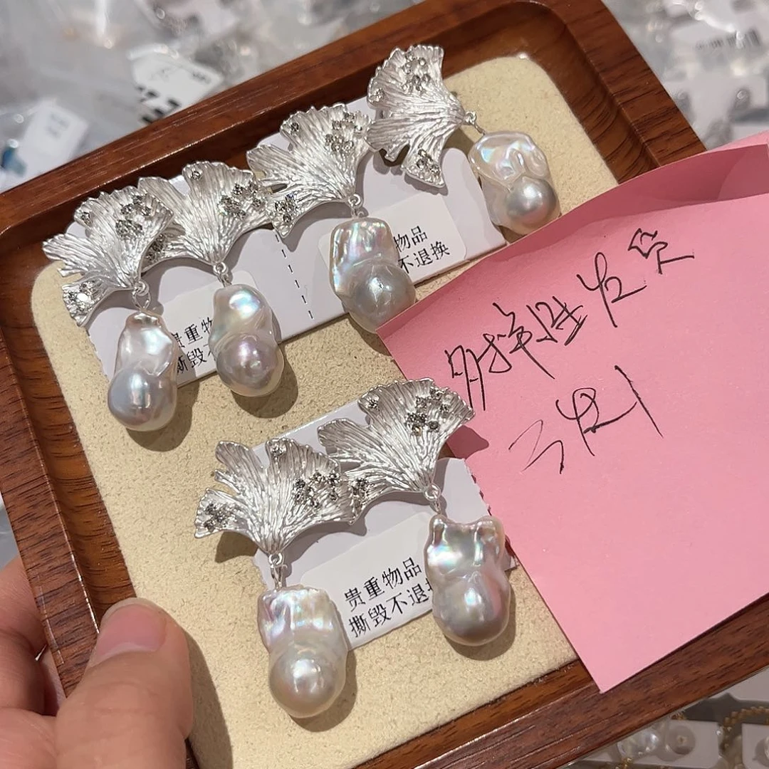 合金淡水珍珠耳饰